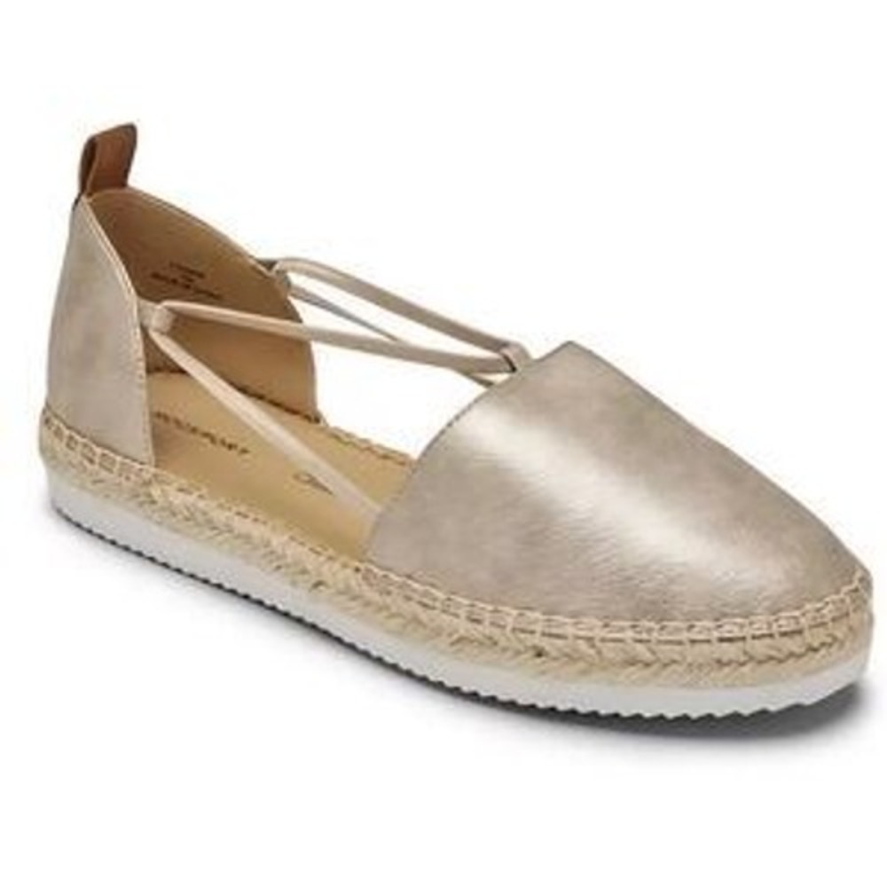 7.5W 7.5 WIDE WIDTH Rockport Womens Pink Silver Metallic Espadrilles Flats Shoes